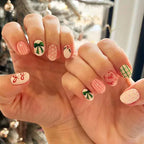 Press-On Nail Set Festive Bows Easy-Apply & Long-Lasting