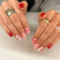 Press-On Nail Set Festive Bows Non-Damaging Adhesive