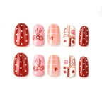 Press-On Nail Set Festive Bows Non-Damaging Adhesive