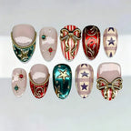 Press-On Nail Set Festive Christmas Designs Reusable Multiple Sizes