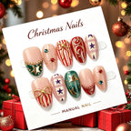 Press-On Nail Set Festive Christmas Designs Reusable Multiple Sizes