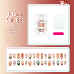 Press-On Nail Set Festive Christmas Designs Reusable Multiple Sizes