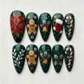 Press-On Nail Set Festive Christmas Designs Variety of Sizes
