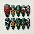 Press-On Nail Set Festive Christmas Designs Variety of Sizes