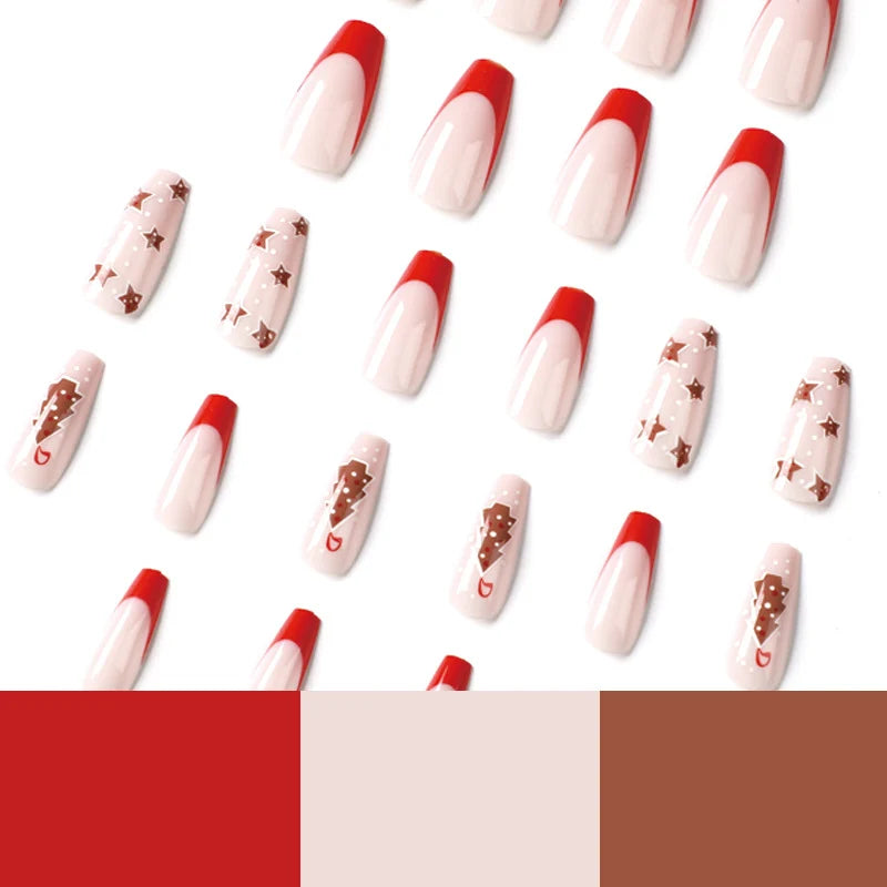 Press-On Nail Set Festive Christmas Easy Application & Long-Lasting