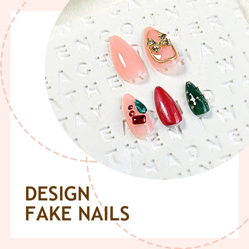 Press-On Nail Set Festive Designs 24-Piece Adhesive Sheets