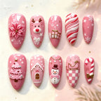 Press-On Nail Set Festive Designs 24-Piece Jelly Glue