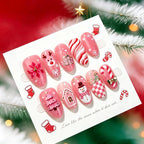 Press-On Nail Set Festive Designs 24-Piece Jelly Glue & File