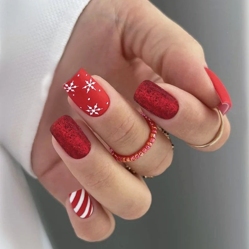 Press-On Nail Set Festive Designs & Easy DIY