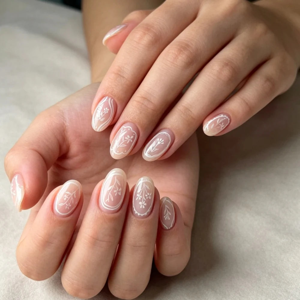 Press-On Nail Set Festive Designs & Gel Polish