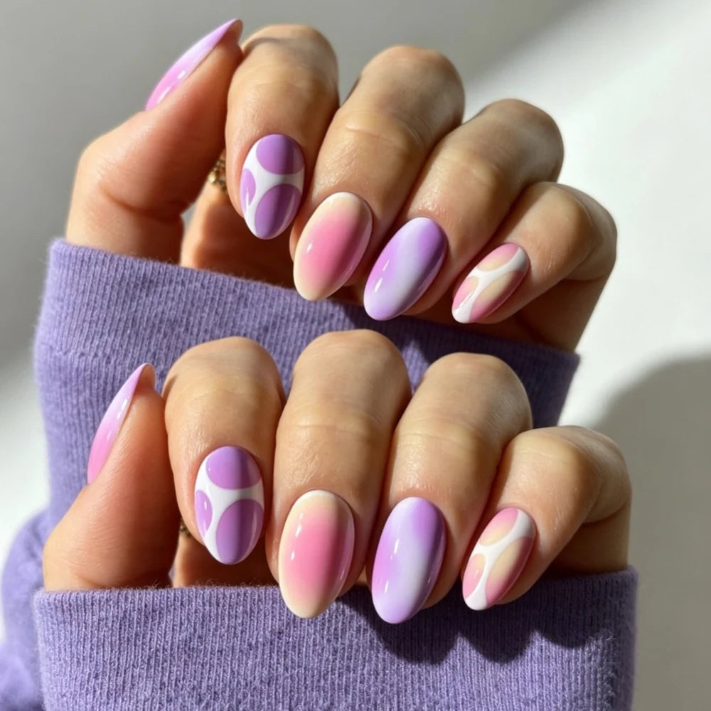 Press-On Nail Set Festive Designs & Gel Polish