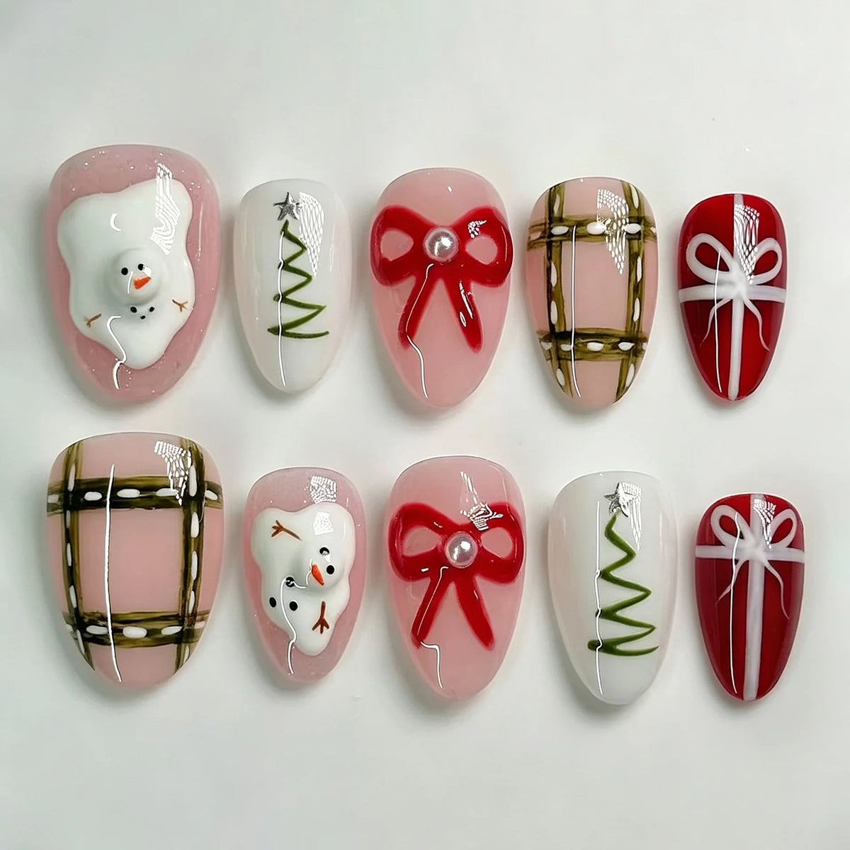 Press-On Nail Set Festive Designs Strong Adhesive Multiple Sizes