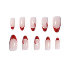 Press-On Nail Set Festive French Tips & Adhesive Tabs