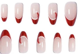 Press-On Nail Set Festive French Tips & Adhesive Tabs