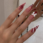 Press-On Nail Set Festive Glitter Bows