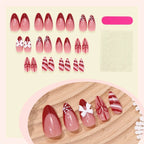 Press-On Nail Set Festive Glitter Bows