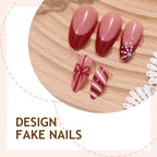Press-On Nail Set Festive Glitter Bows