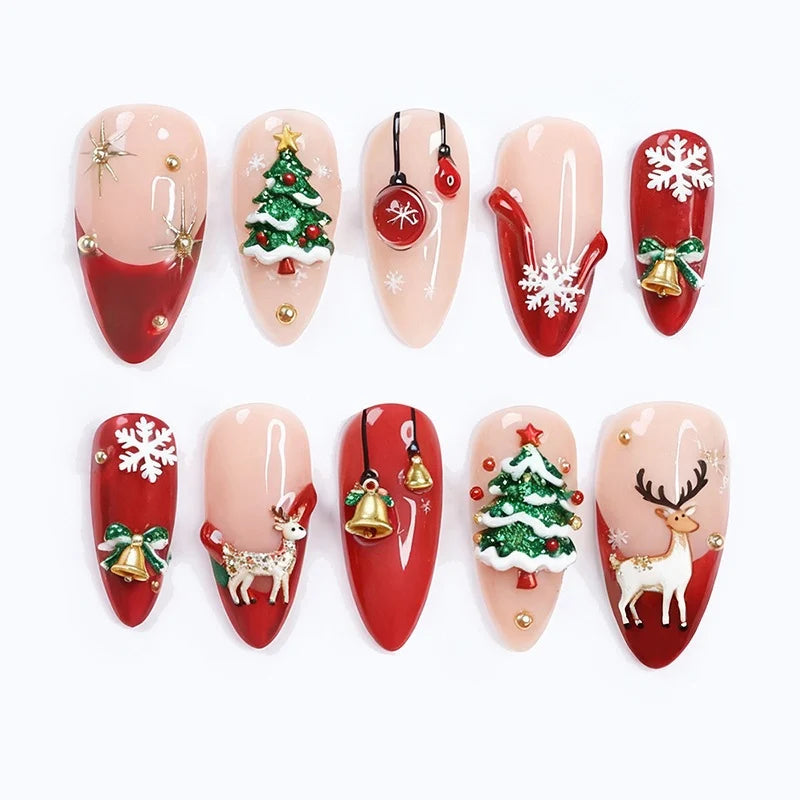 Press-On Nail Set Festive Glitter Multiple Sizes Non-Toxic