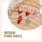 Press-On Nail Set Festive Glitter Multiple Sizes Non-Toxic