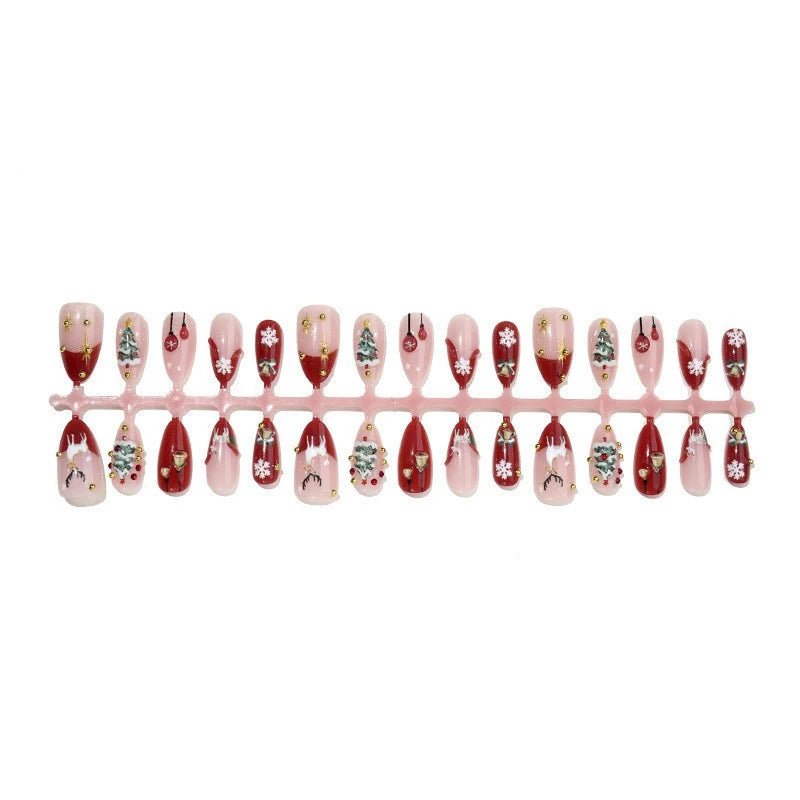 Press-On Nail Set Festive Glitter Multiple Sizes Non-Toxic