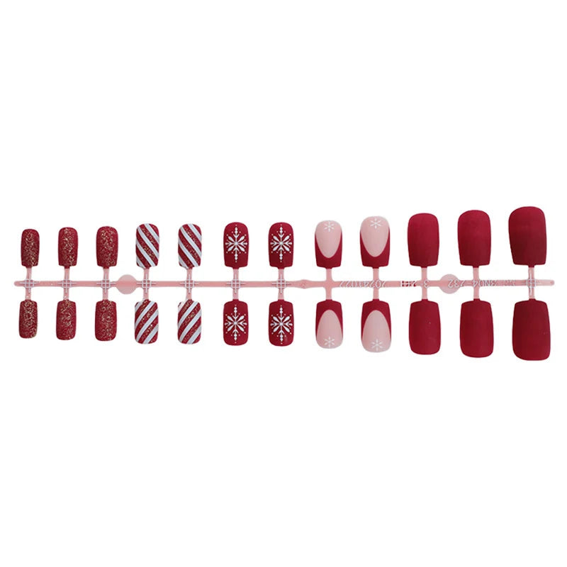 Press-On Nail Set Festive Glitter Self-Adhesive & Multiple Sizes