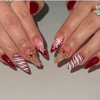 Press-On Nail Set Festive Holiday Designs Comfort Fit