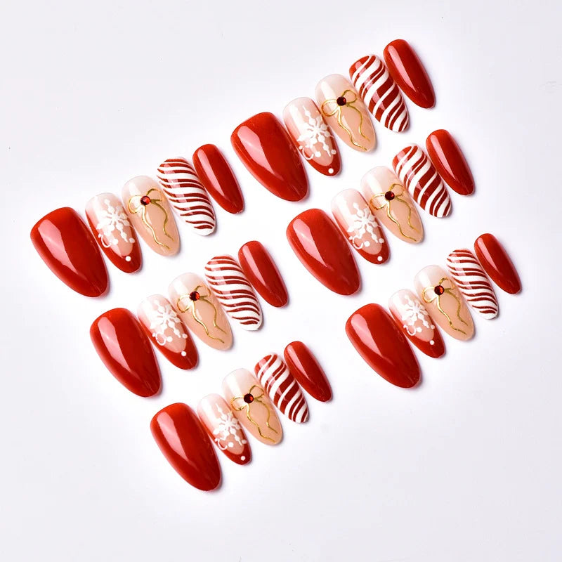 Press-On Nail Set Festive Holiday Designs Comfort Fit
