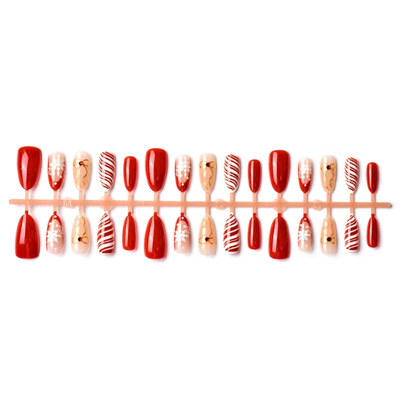 Press-On Nail Set Festive Holiday Designs Comfort Fit