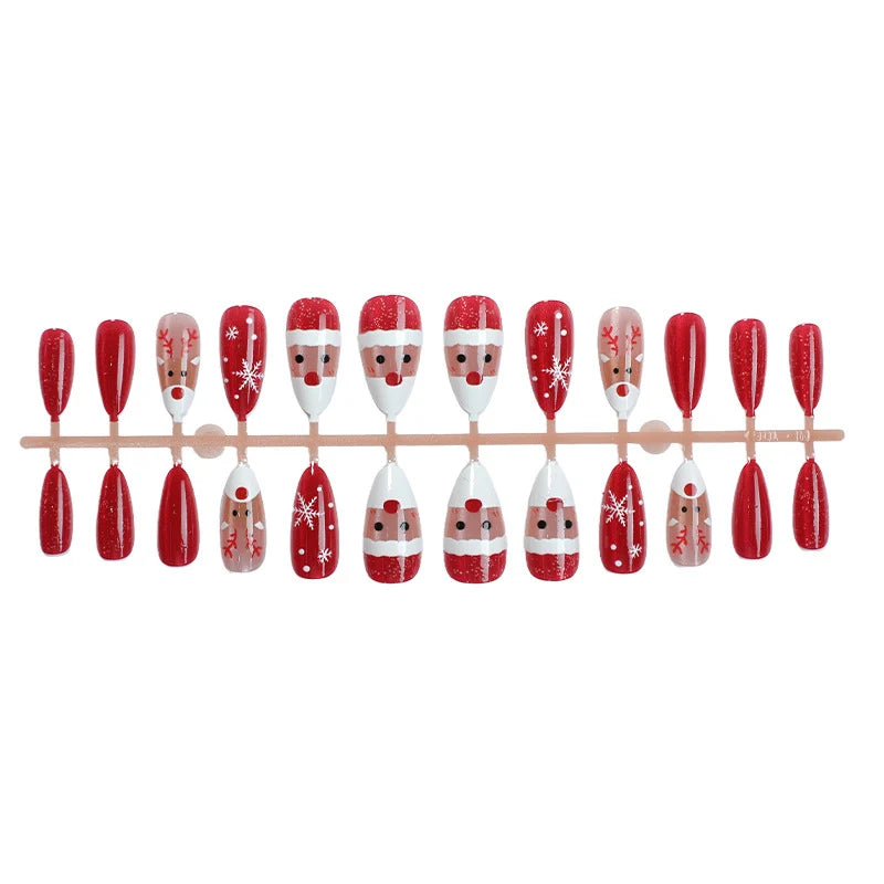 Press-On Nail Set Festive Holiday Designs Easy Application