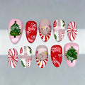 Press-On Nail Set Festive Holiday Designs Easy Application
