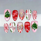 Press-On Nail Set Festive Holiday Designs Easy Application