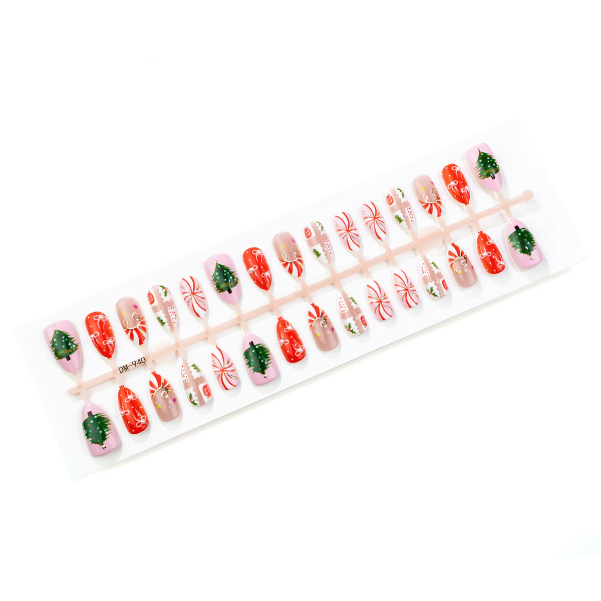 Press-On Nail Set Festive Holiday Designs Easy Application