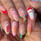 Press-On Nail Set Festive Holiday Designs Easy Application