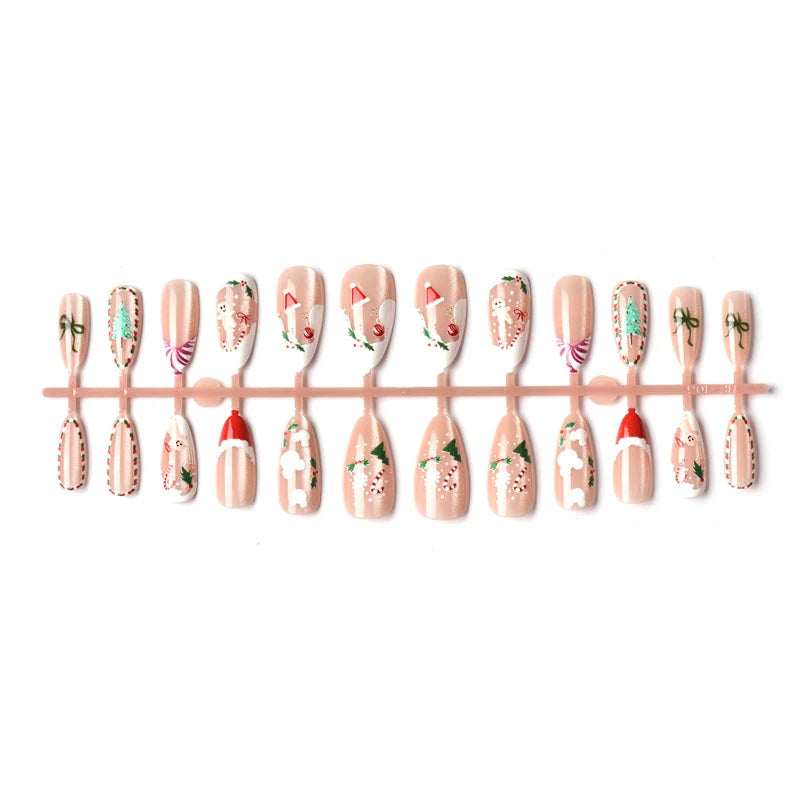 Press-On Nail Set Festive Holiday Designs Easy Apply & Long-Lasting