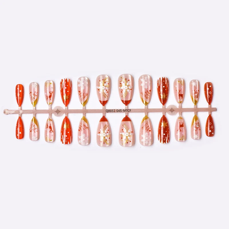 Press-On Nail Set Festive Holiday Designs No Glue