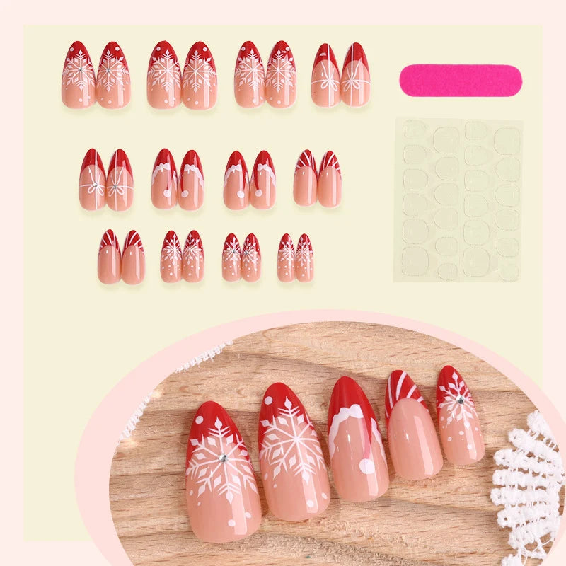 Press-On Nail Set Festive Holiday Designs Strong Adhesive & Lightweight