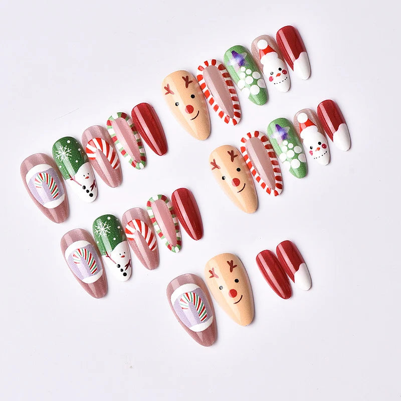 Press-On Nail Set Festive Holiday Peel & Stick Reusable