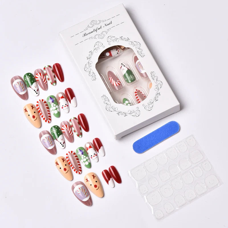 Press-On Nail Set Festive Holiday Peel & Stick Reusable