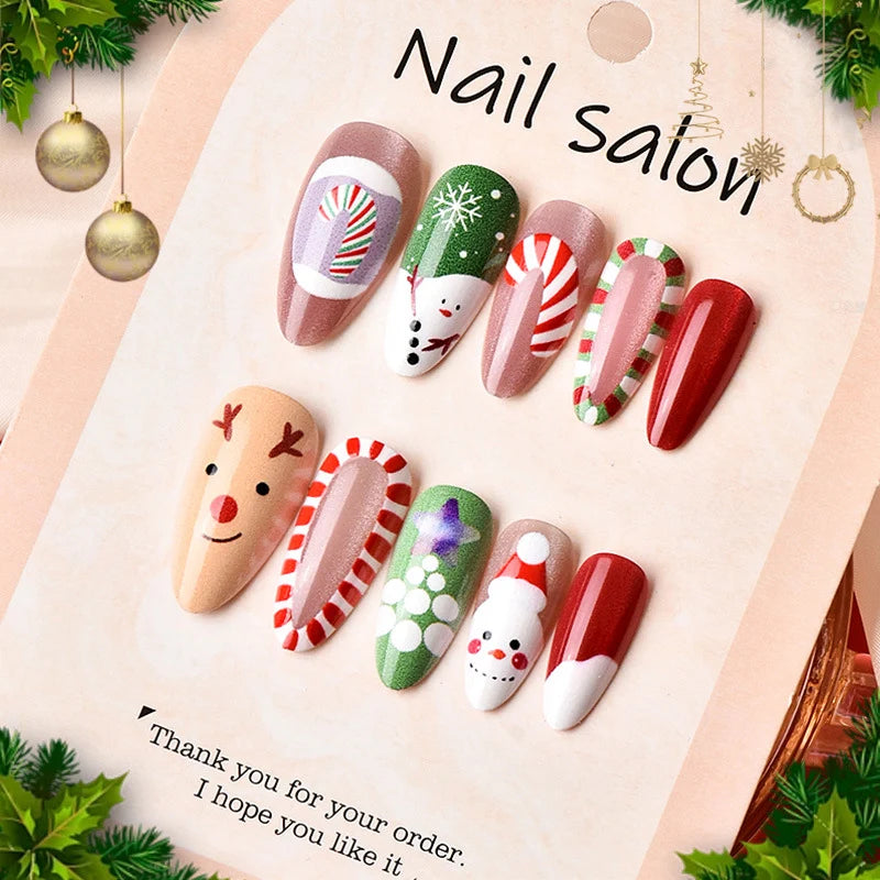 Press-On Nail Set Festive Holiday Peel & Stick Reusable