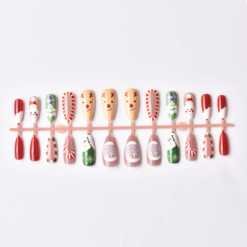 Press-On Nail Set Festive Holiday Peel & Stick Reusable