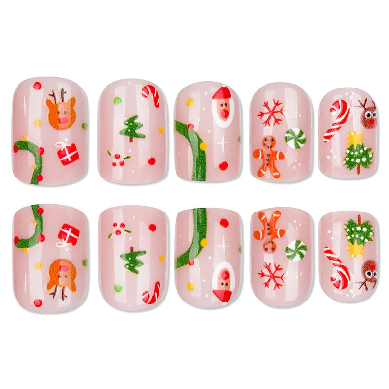 Press-On Nail Set Festive Holiday Strong Adhesive