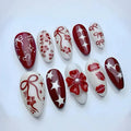 Press-On Nail Set Festive Ornamented Designs