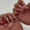 Press-On Nail Set Festive Red Easy Application & Long-Lasting