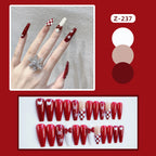 Press-On Nail Set Festive Red Snowflake Multiple Sizes