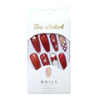 Press-On Nail Set Festive Red Snowflake Multiple Sizes