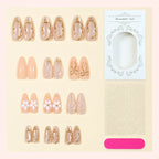 Press-On Nail Set Filigree Floral & Gold Accents