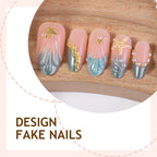 Press-On Nail Set Filigree & Glitter Easy Apply Long-Lasting