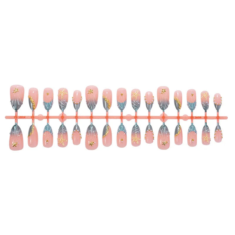 Press-On Nail Set Filigree & Glitter Easy Apply Long-Lasting