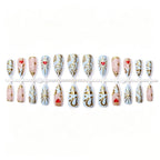 Press-On Nail Set Filigree Gold Accents & Heart Motifs