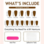 Press-On Nail Set Fine Glitter Tips Glue & Guide
